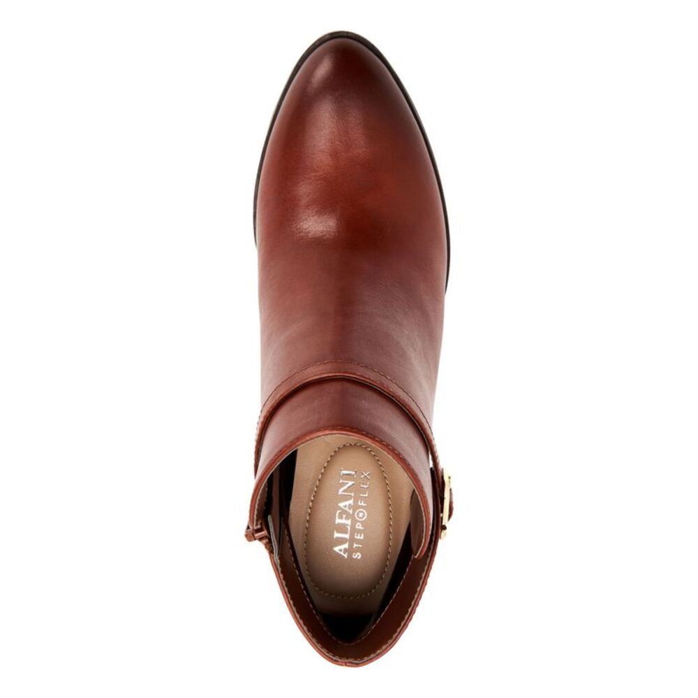 ALFANI Womens Brown Nadenne Almond Toe Block Heel Zip-Up Leather Booties 9.5 M - Picture 3 of 4